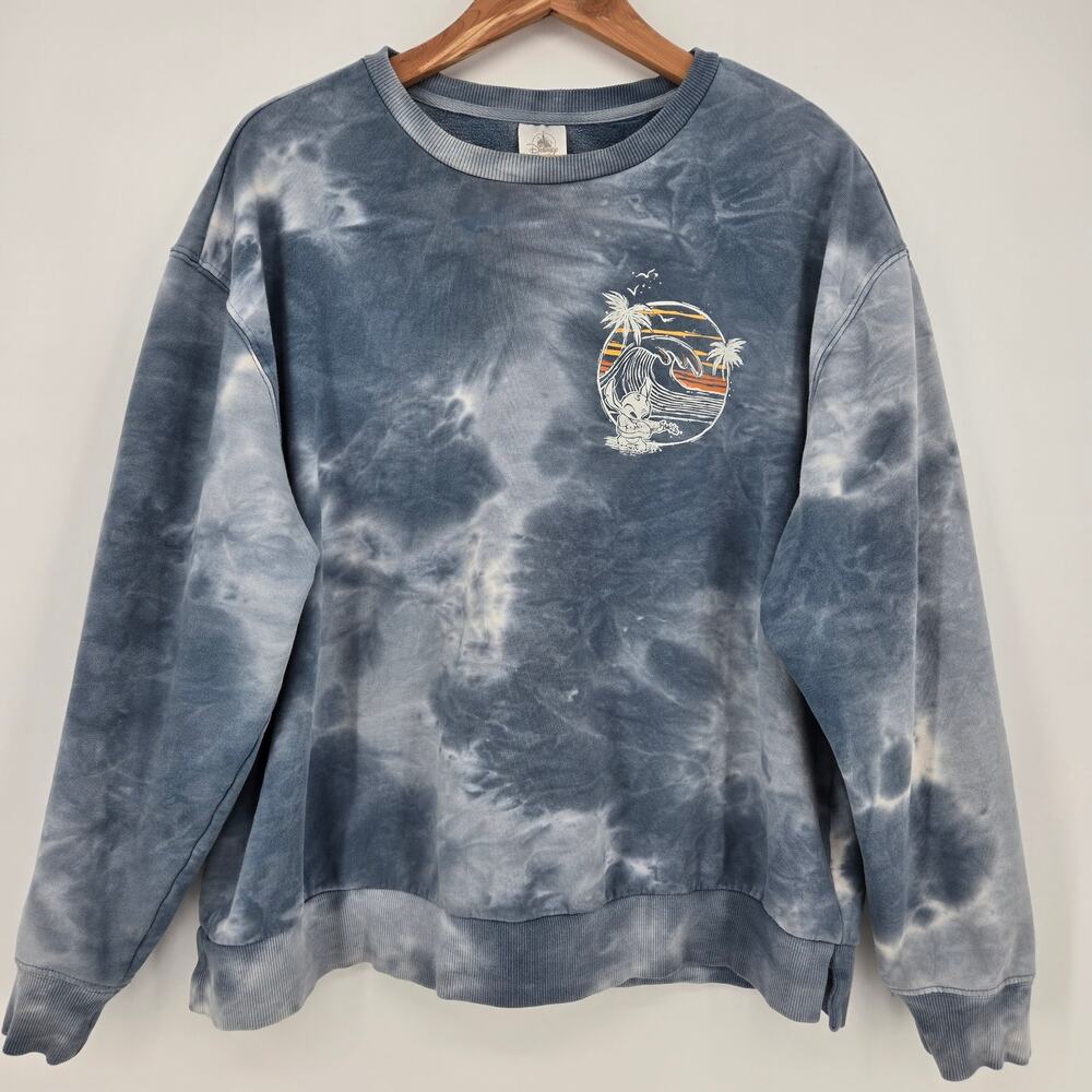 Disney Stitch Tie Dye Sweatshirt Women’s 1X Tropical Palm Trees Sunset Graphic